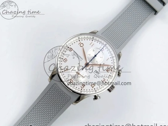 MIROTIME 0502 Portuguese Chrono IW3716 Z+F 1:1 Best Edition White Dial on Gray Rubber Strap A WrinkleFree 7014